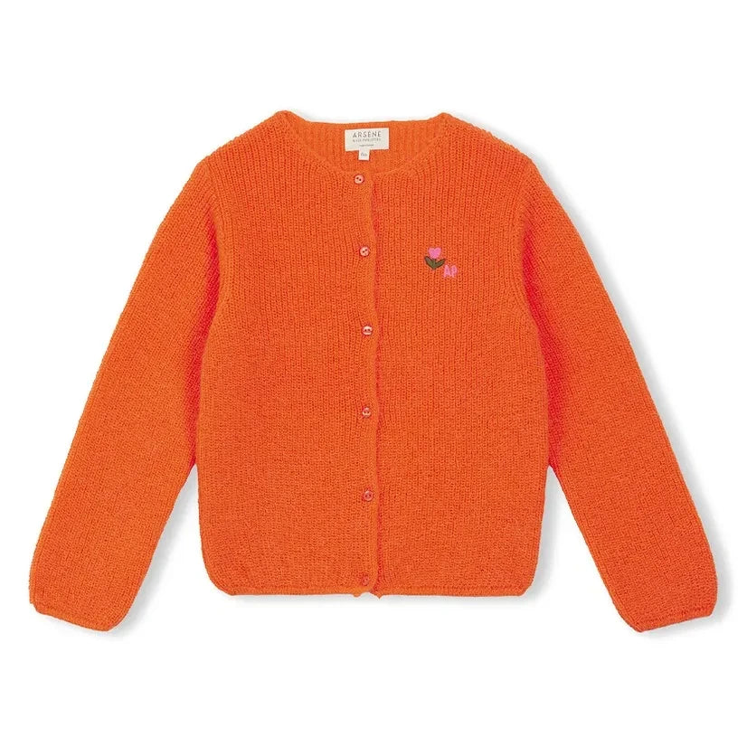 Arsène et Les Pipelettes - Woll-Strickjacke mit Blumenmuster | Orange