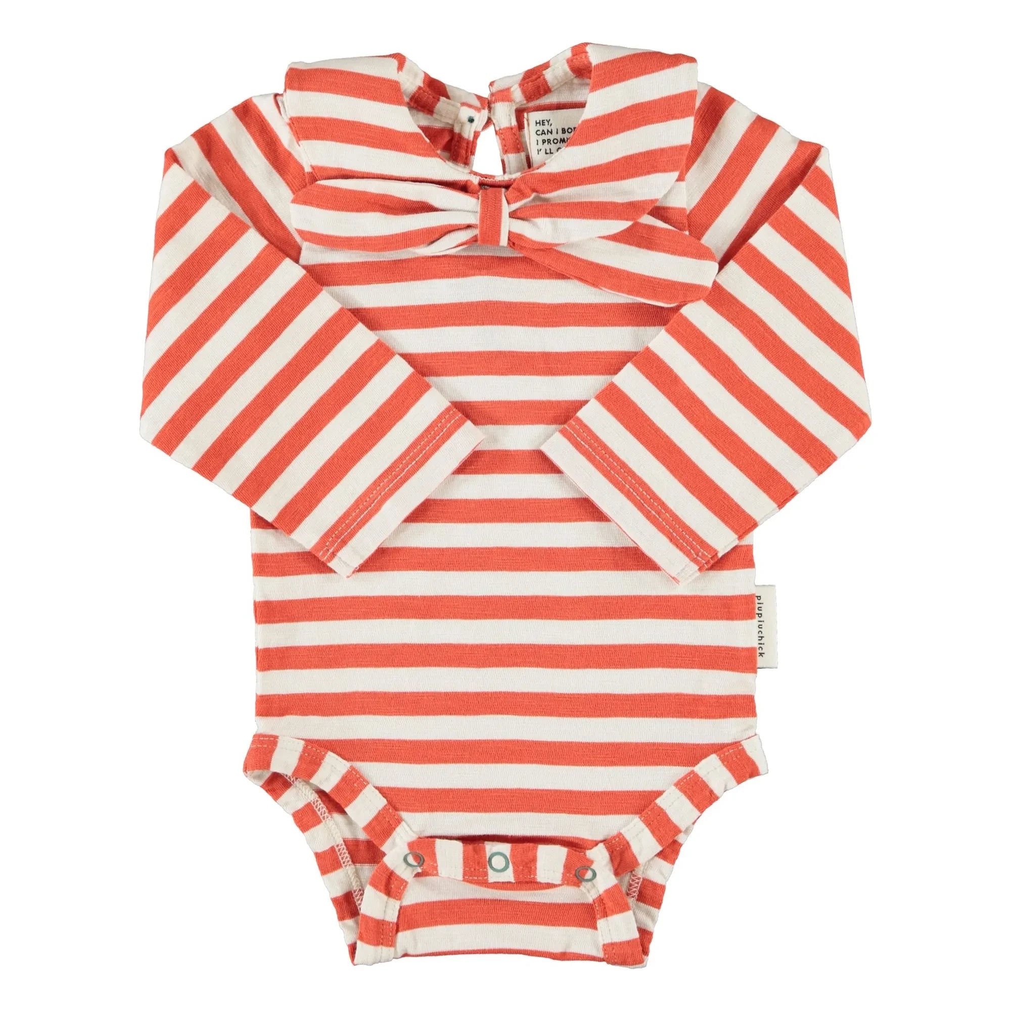 Piupiuchick - Gestreifter Body mit Marineblauem Kragen | Orange