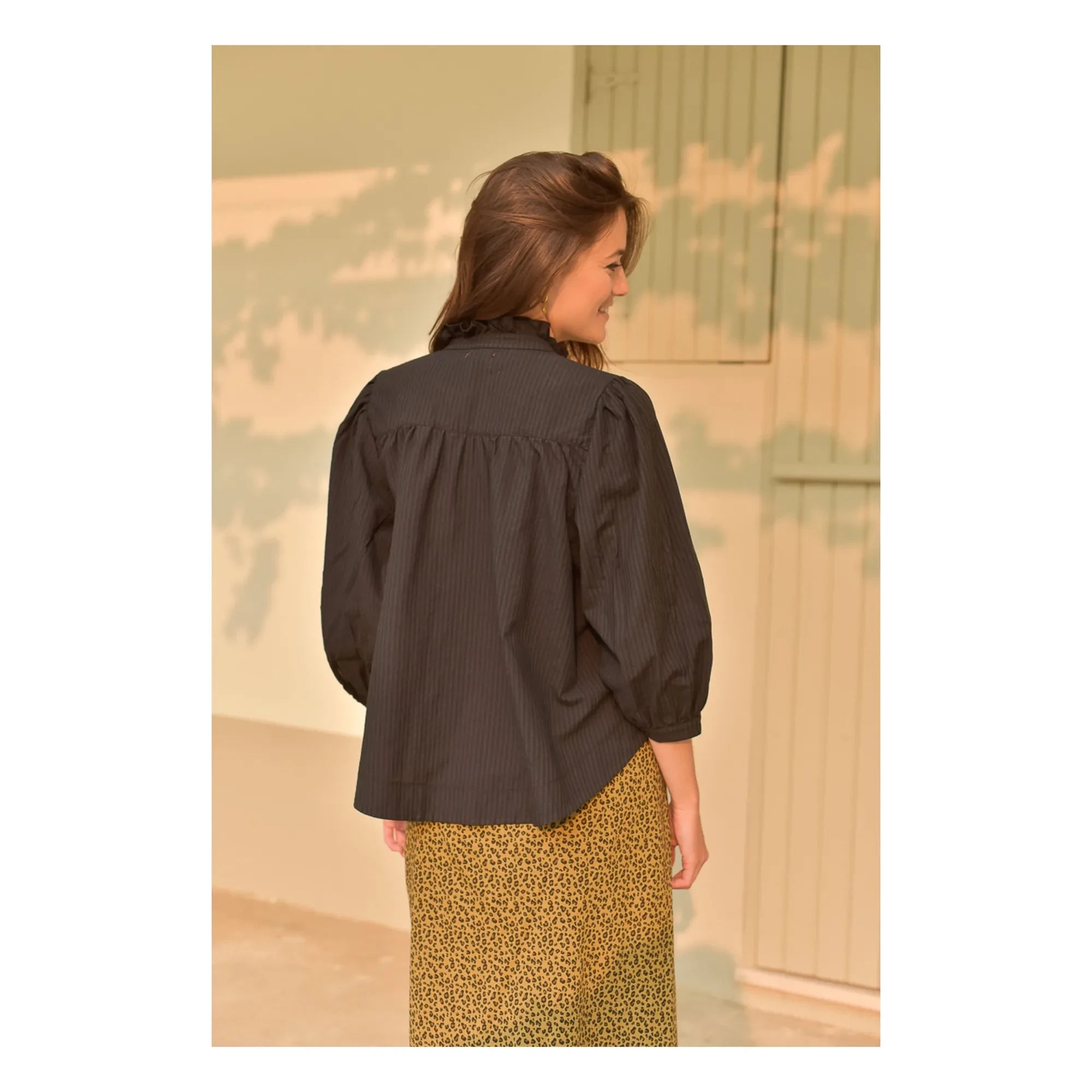 Marlot Paris - Dahlia Seersucker Bluse - Damenkollektion | Schwarz