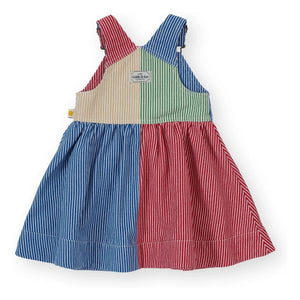 Goldie + Ace - Gestreiftes Patchwork-Latzkleid | Rot