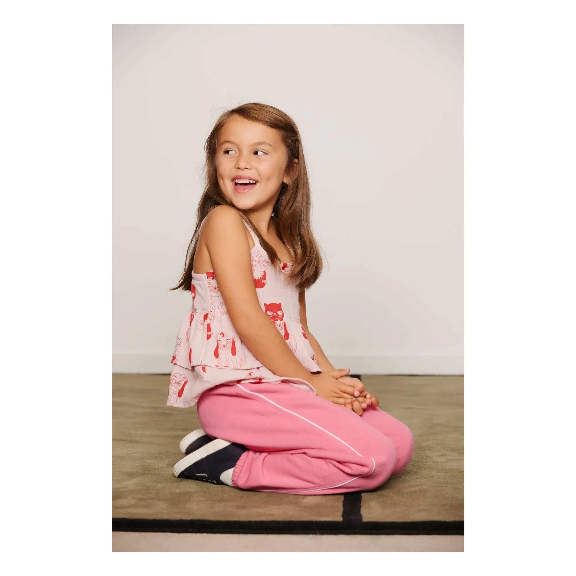 Mini Rodini - Bio-Baumwoll-Oberteil mit Tiermotiv und Rüschen | Rosa