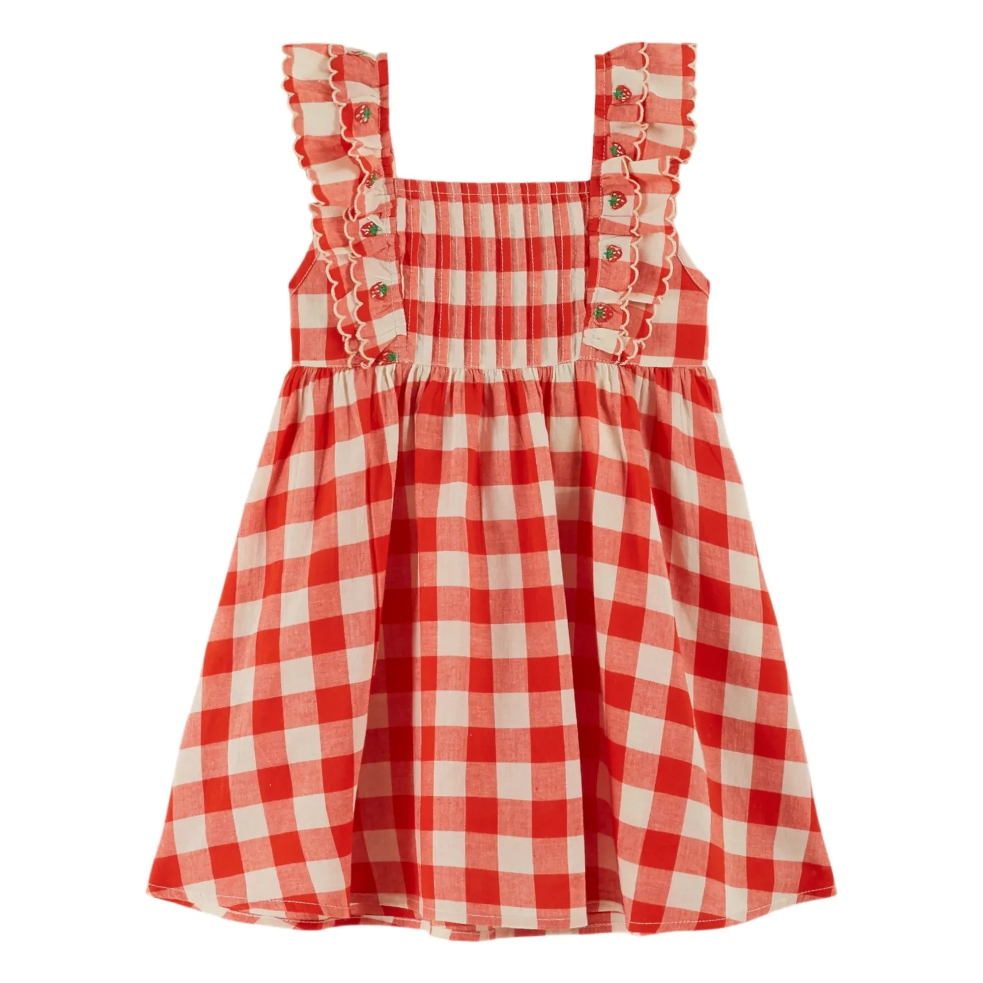 Emile et Ida - Karo-besticktes Kleid aus Bio-Baumwolle | Rot