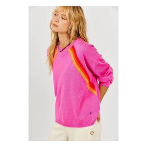 a.p - Gestreifter Raglan-Pullover | Rosa
