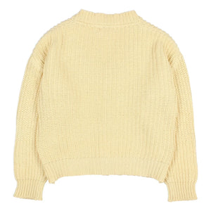 Búho – Gerippter Cardigan mit V-Ausschnitt aus Bio-Baumwolle | Gelb