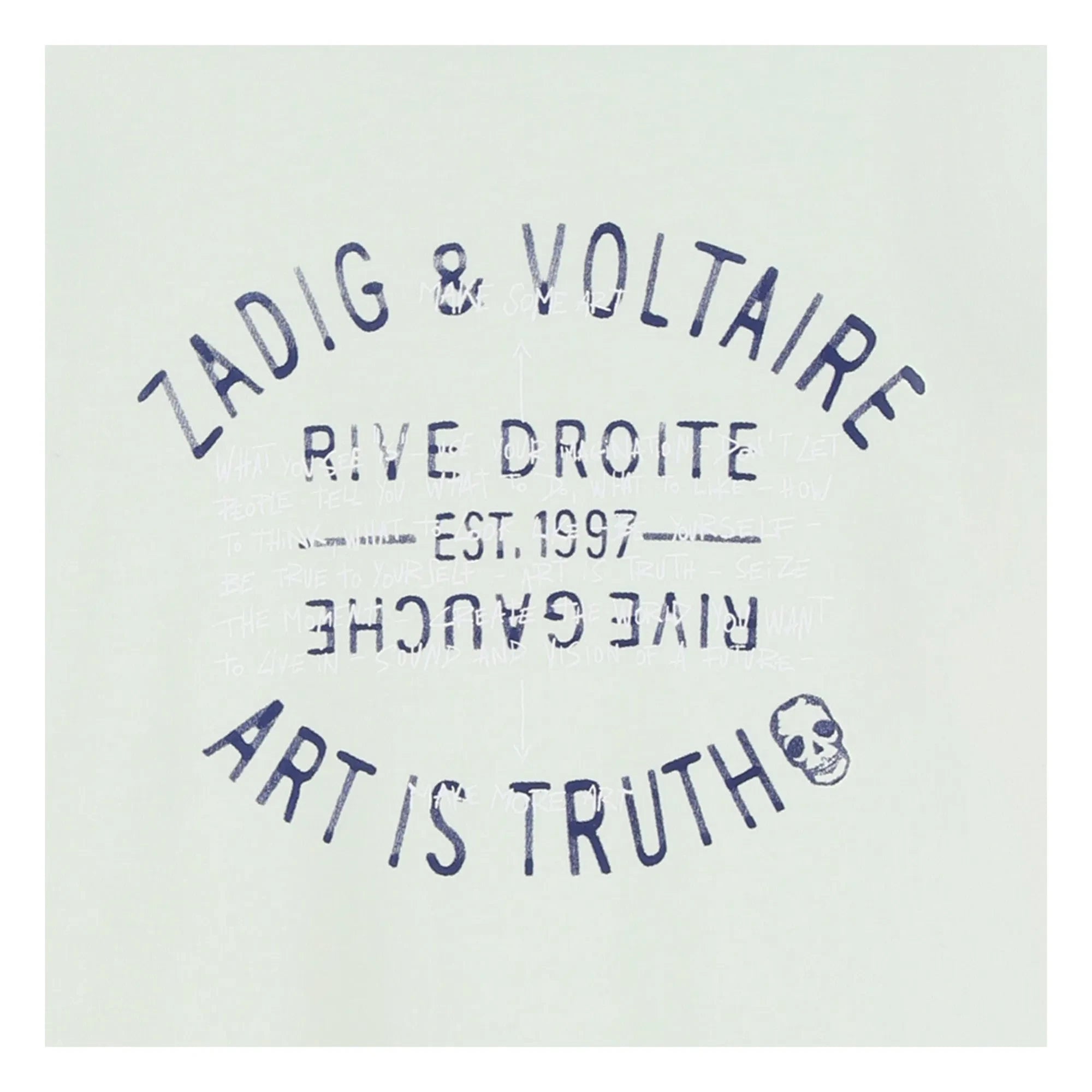 Zadig & Voltaire - T-Shirt mit verblasstem Logo „Die Kunst ist die Wahrheit“ | Blassgrün
