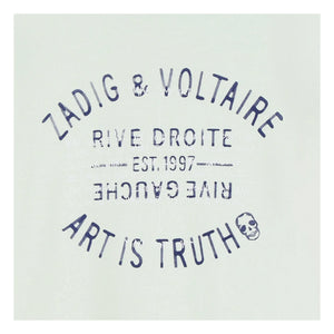 Zadig & Voltaire - T-Shirt mit verblasstem Logo „Die Kunst ist die Wahrheit“ | Blassgrün