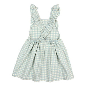 Búho – Gingham-Kleid aus Bio-Seersucker-Baumwolle | Aqua