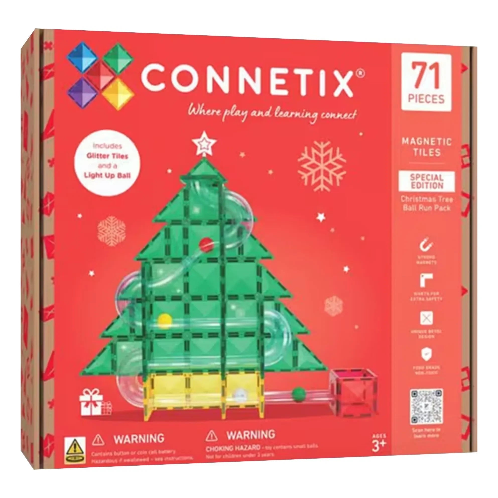 Connetix - Weihnachtsbaum Kugelbahn Set - 71 Teile