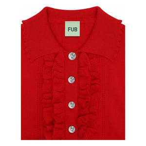 FUB - Poloshirt mit Volant Extra Fine Mesh Bio-Baumwolle | Rot