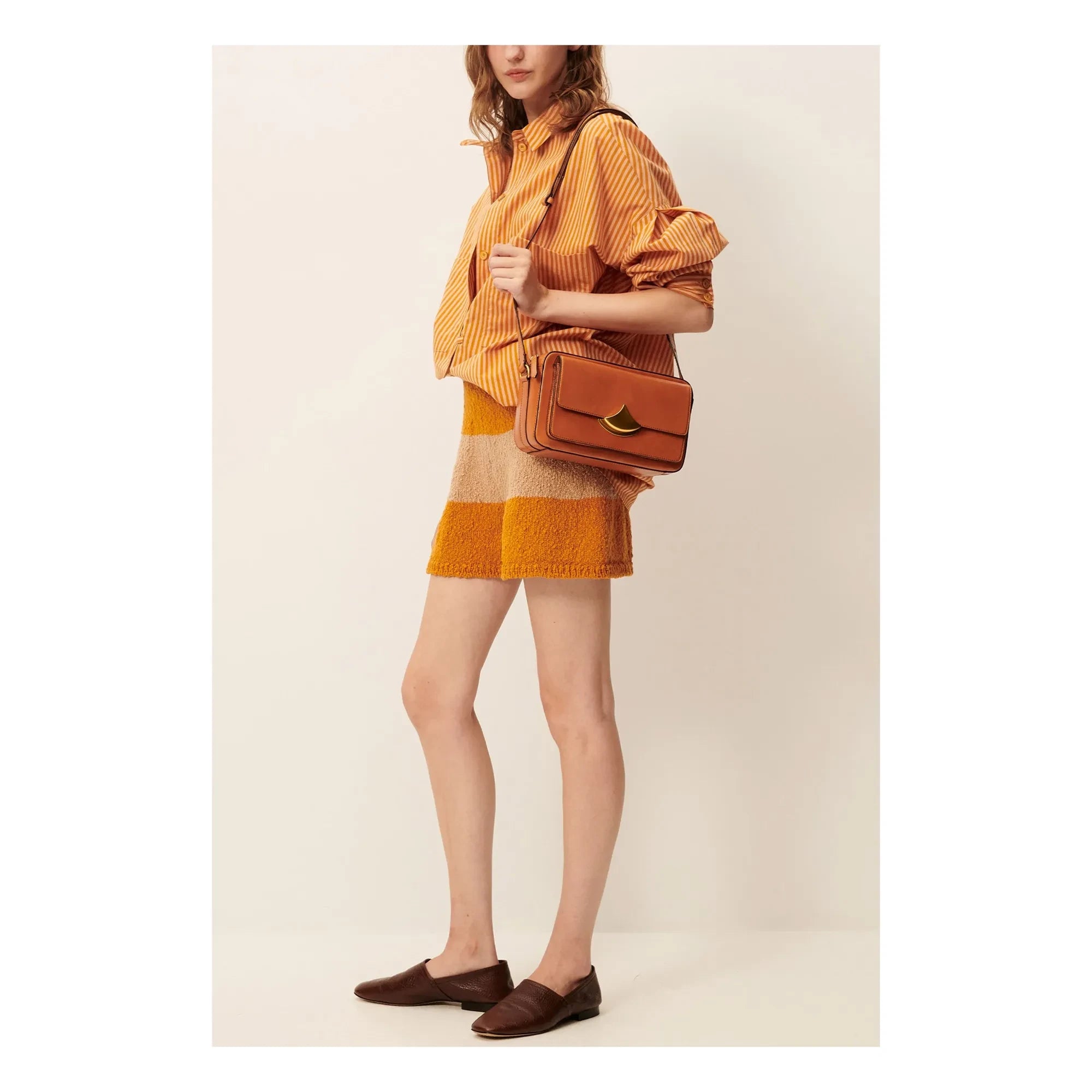 Sessùn - Fontella Gestreiftes Baumwollkleid | Orange