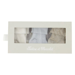 Tartine et Chocolat - 3er-Socken-Set | Hellblau