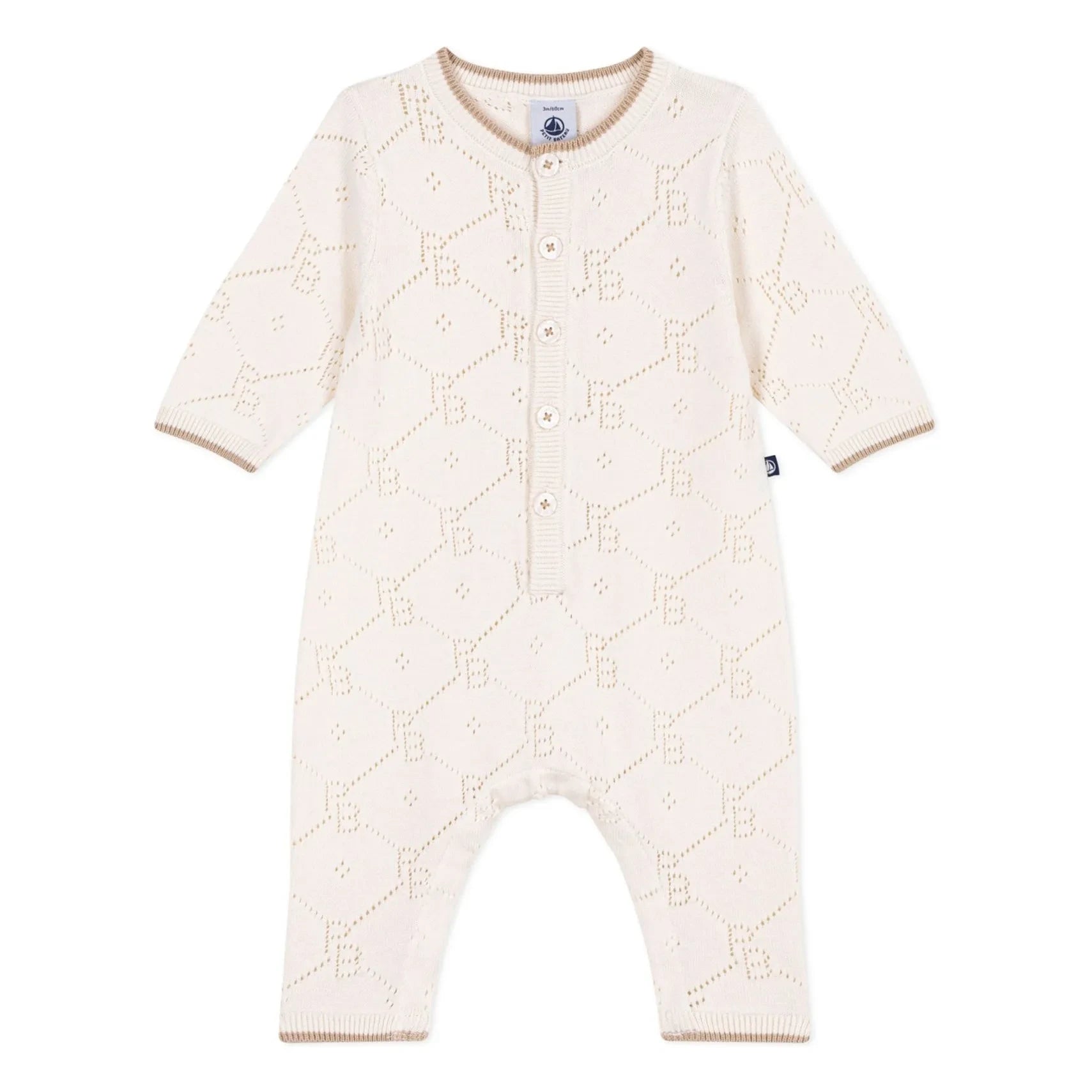 Petit Bateau - Strampler aus Bio-Baumwolle mit Ajourmuster PB | Ecru