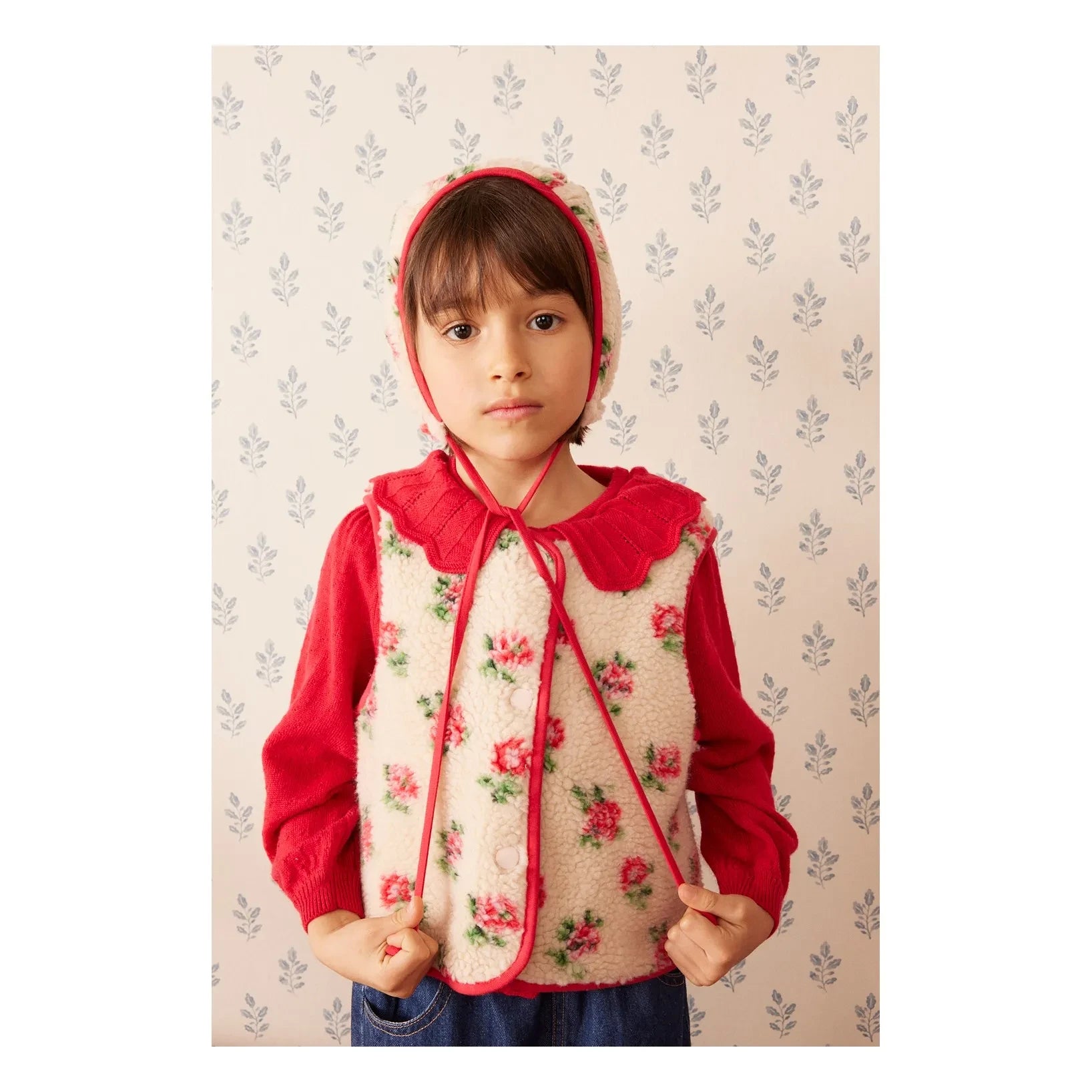 Hello Simone - Mira Fleurs Sherpa-Stil Ärmellose Jacke | Creme