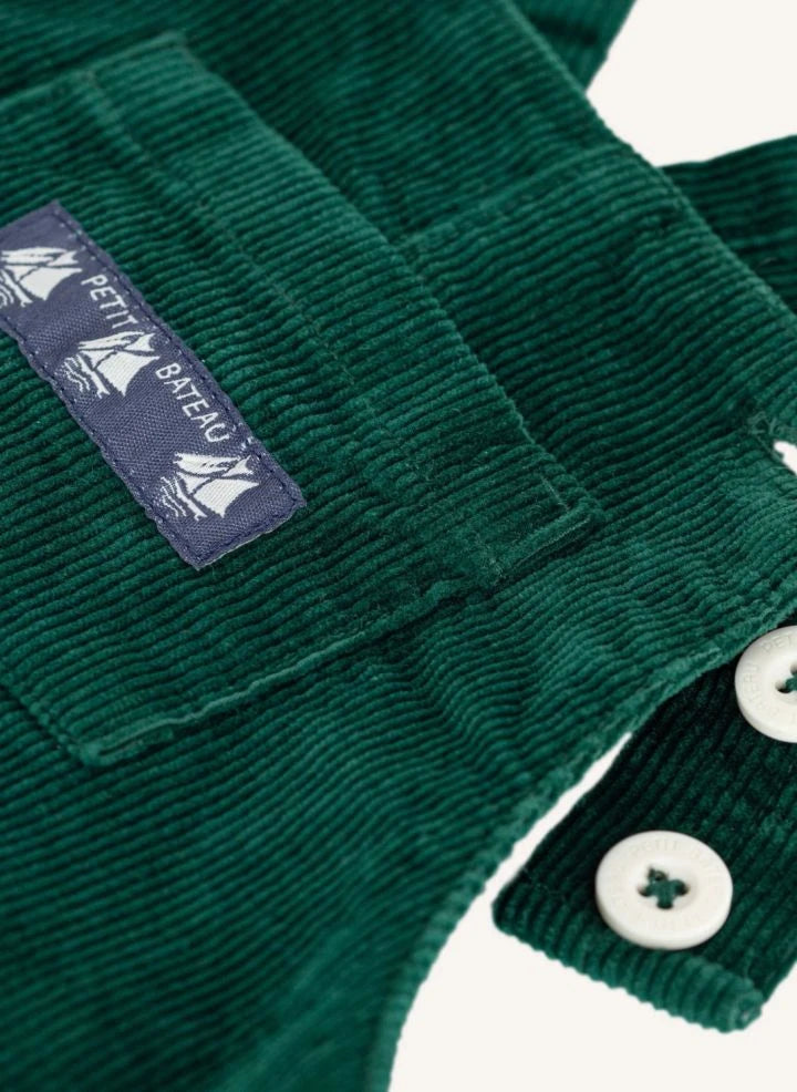 Petit Bateau - Latzhose aus Bio-Baumwoll-Cord | Chromgrün