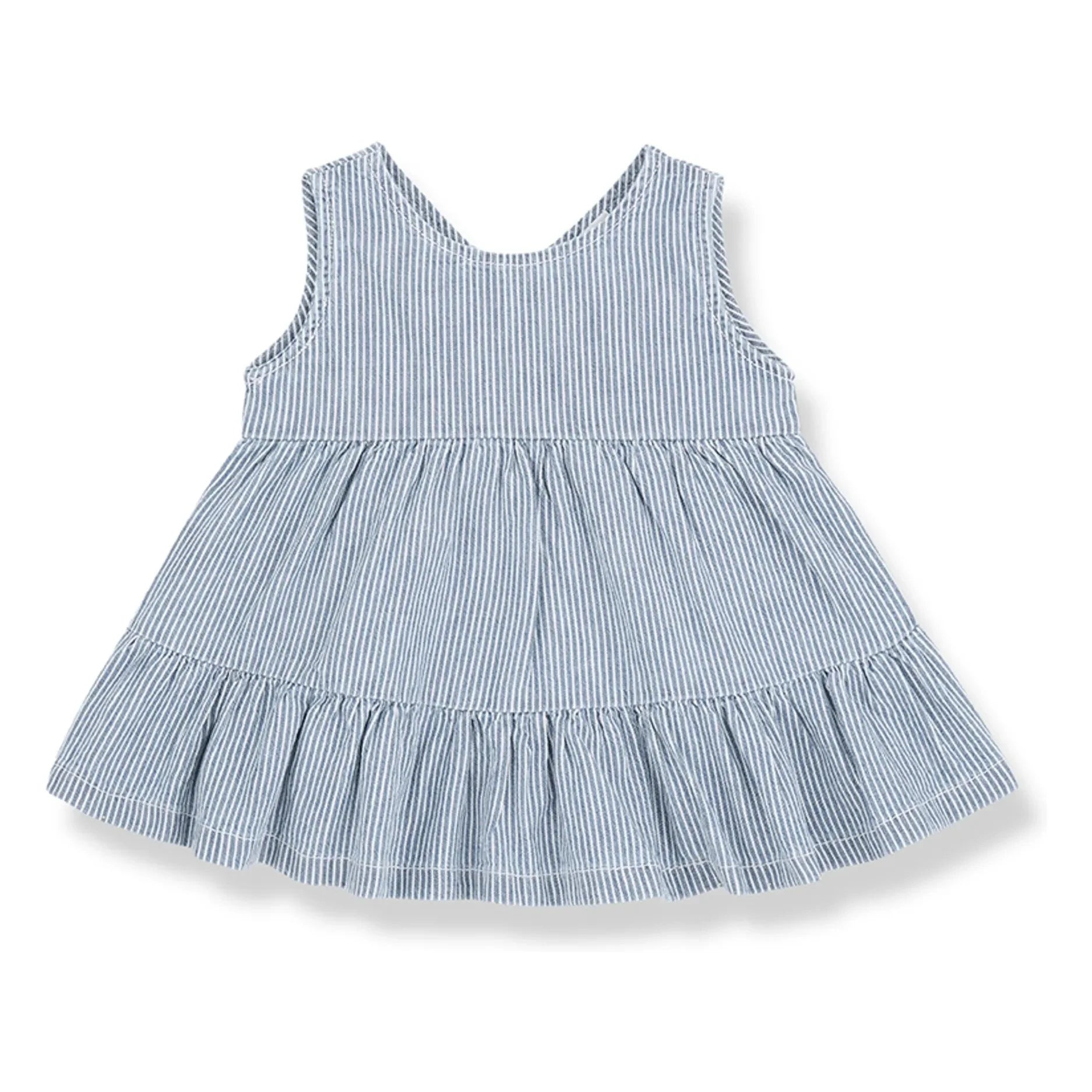 1+ in the family - Denim Galdana Gestreiftes Bio-Baumwoll Kleid | Hellblau
