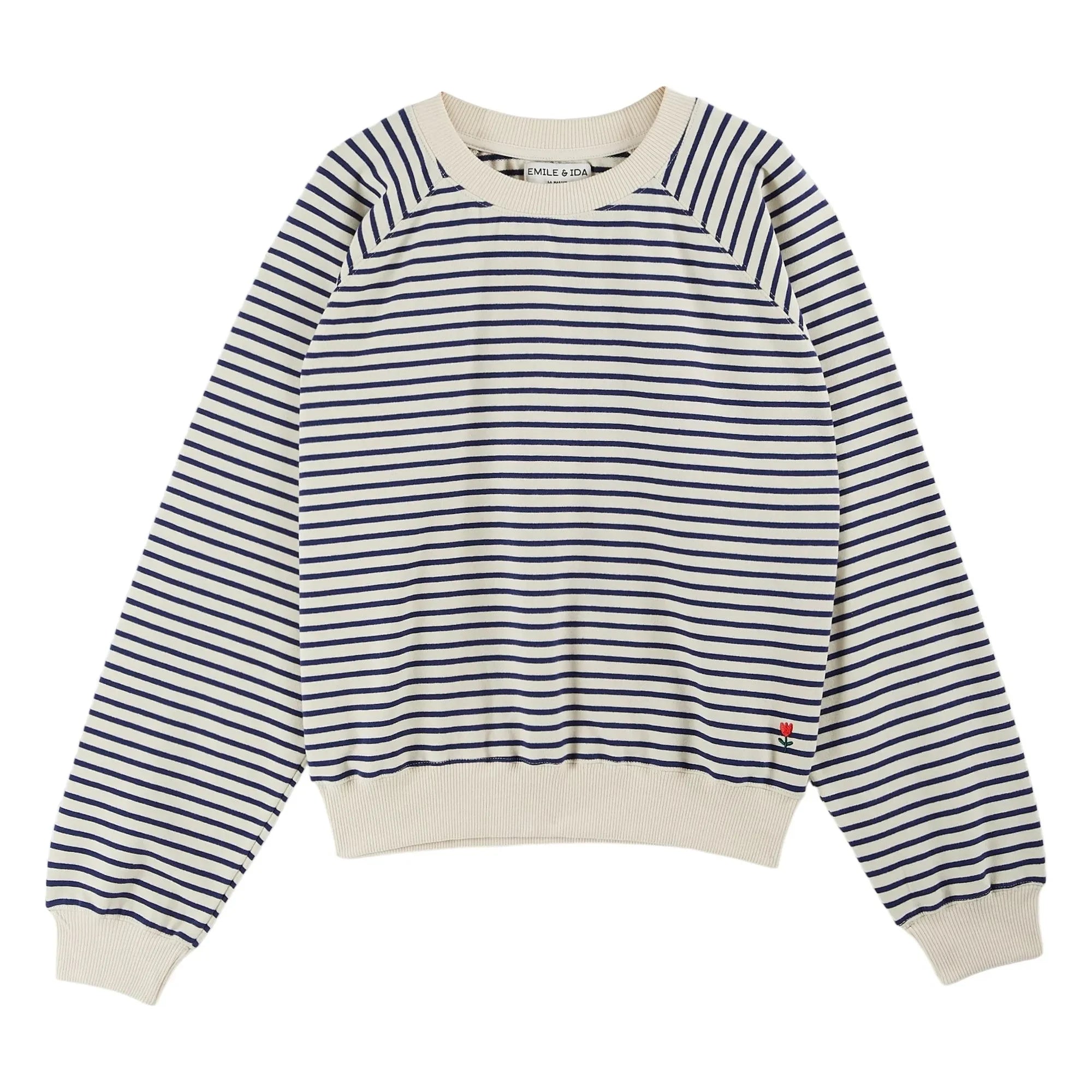 Emile et Ida - Gestreiftes Sweatshirt Bio-Baumwolle | Marineblau