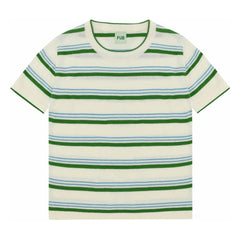FUB – Gestreiftes T-Shirt, extrafeines Rippstrick, Bio-Baumwolle | Grün