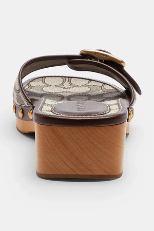 Coach Kadın Alçak Topuklu Deri Terlik Margot Signature Jacquard