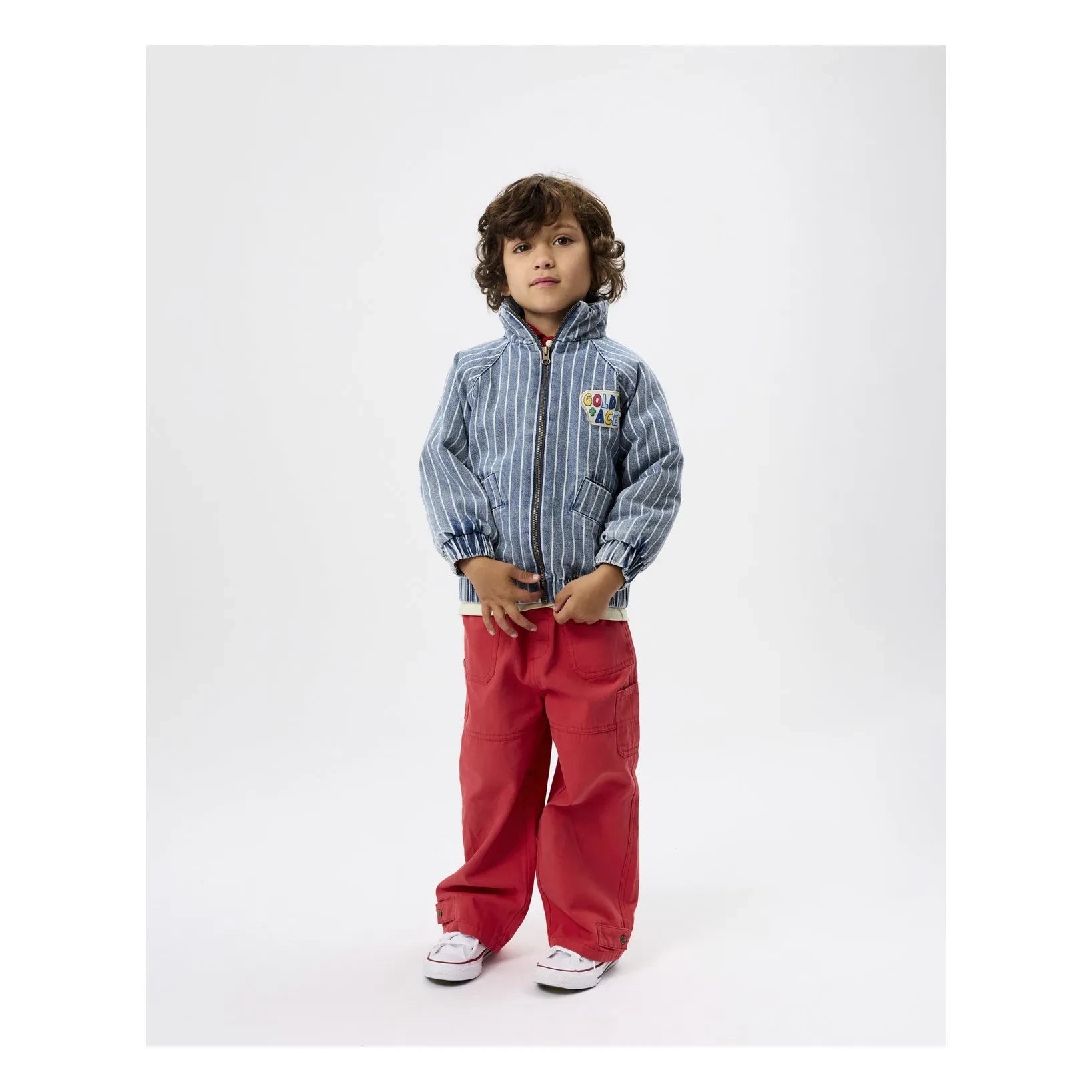 Goldie + Ace - Çizgili Denim Ceket | Mavi