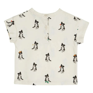 Emile et Ida - Border Collie organik pamuklu T-shirt | Krem