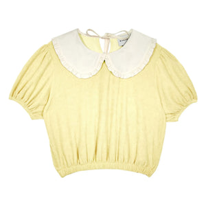Mipounet - Carina Claudine Yaka Bio-Baumwoll-Handtuch-T-Shirt | Blassgelb