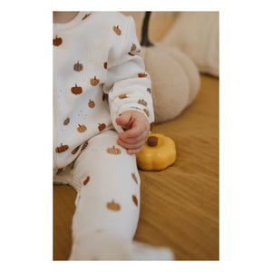 Petit Lem - Pyjama aus Bio-Baumwolle mit Rippenmuster und Kürbis-Print, wandelbar | Grau
