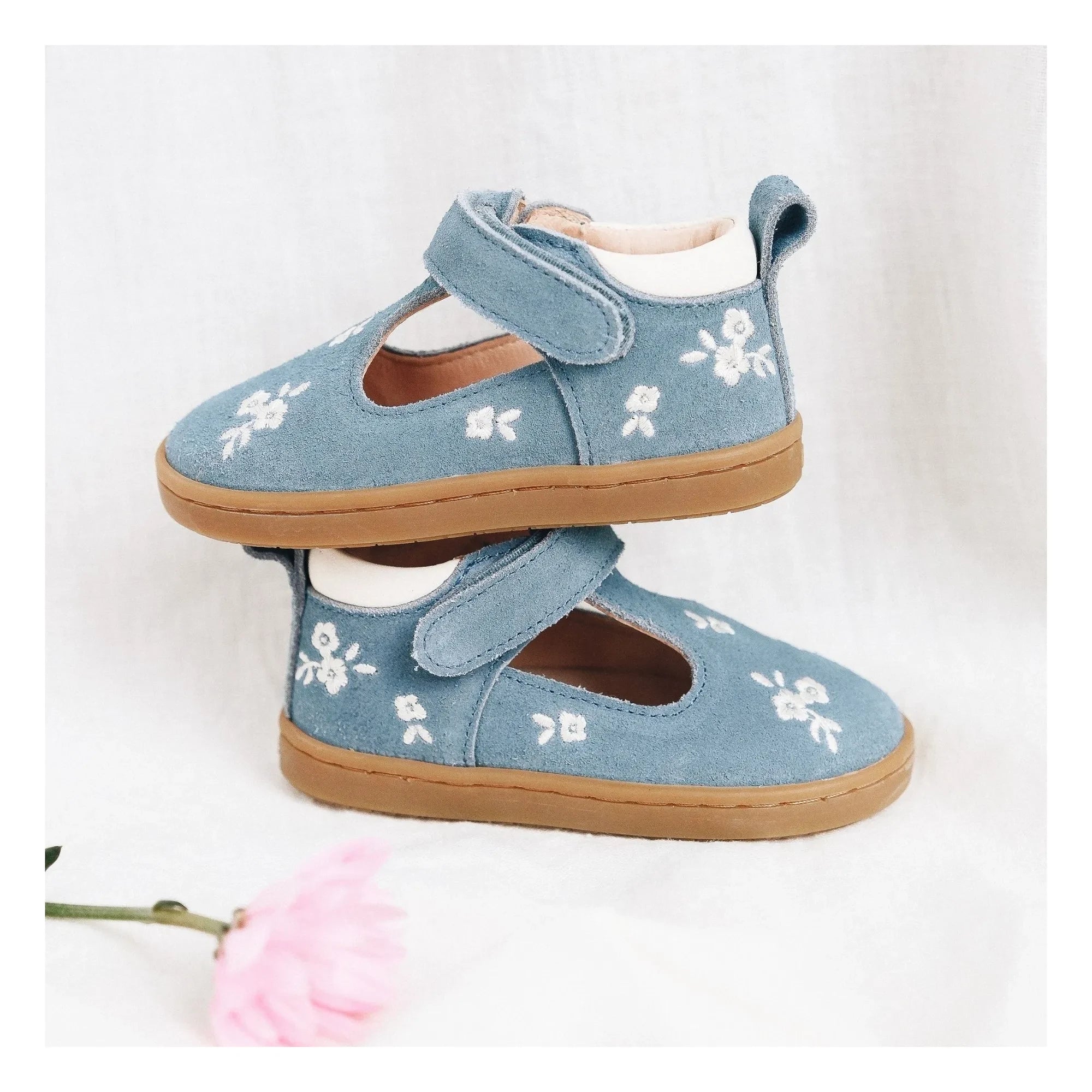 Lazare - Babies Pia Etoile Blumen Bestickt Wildleder | Denim Blau