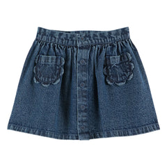 Emile et Ida - Geblümter Jeansrock mit Taschen | Blau
