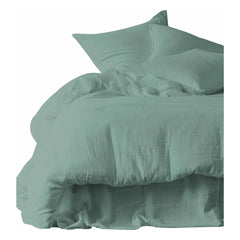 Haomy – Mykonos Kissenbezug aus Baumwollgaze – 2er-Set | Seladonblau