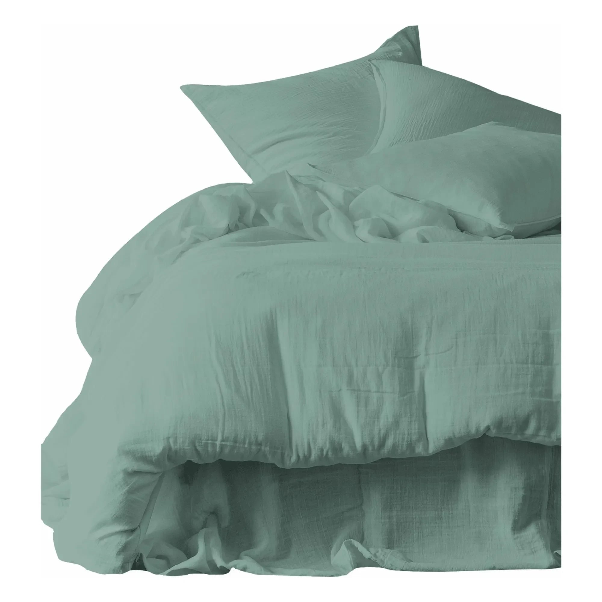 Haomy – Mykonos Kissenbezug aus Baumwollgaze – 2er-Set | Seladonblau