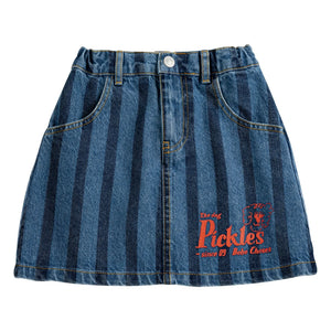 Bobo Choses - Gestreifter Jeansrock Bio-Baumwolle | Blau