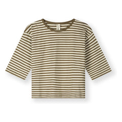 Gray Label - 3/4-Arm Gestreiftes Bio-Baumwoll-T-Shirt | Khaki-Braun