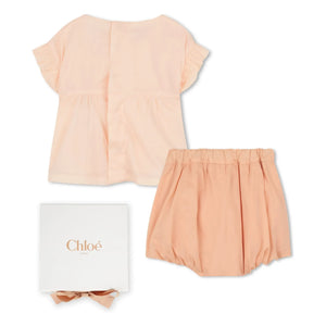 Chloé – Set aus Bio-Baumwollbluse und Bloomer | Staubrosa
