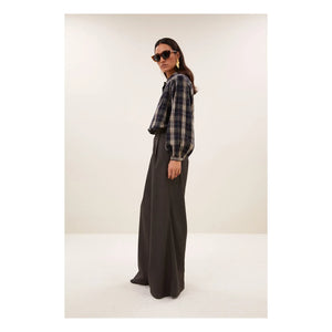 By Bar - Jacquard-Karo Bluse | Dunkelblau