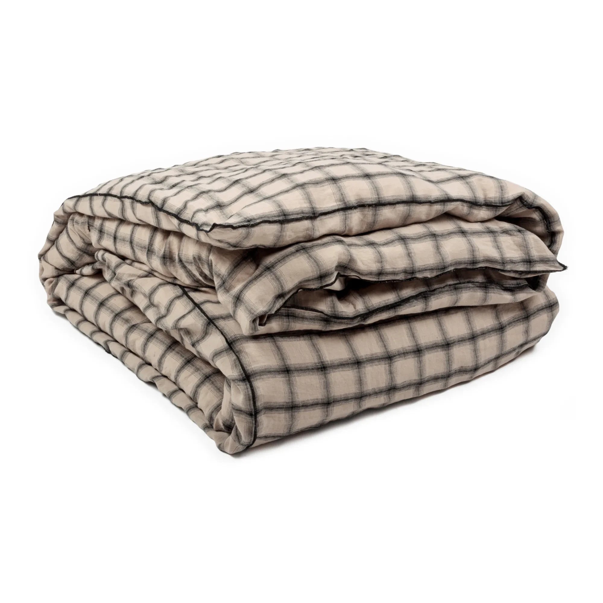 Le Monde Sauvage – Highland gewaschener Leinen-Bettbezug | Beige-Rosa