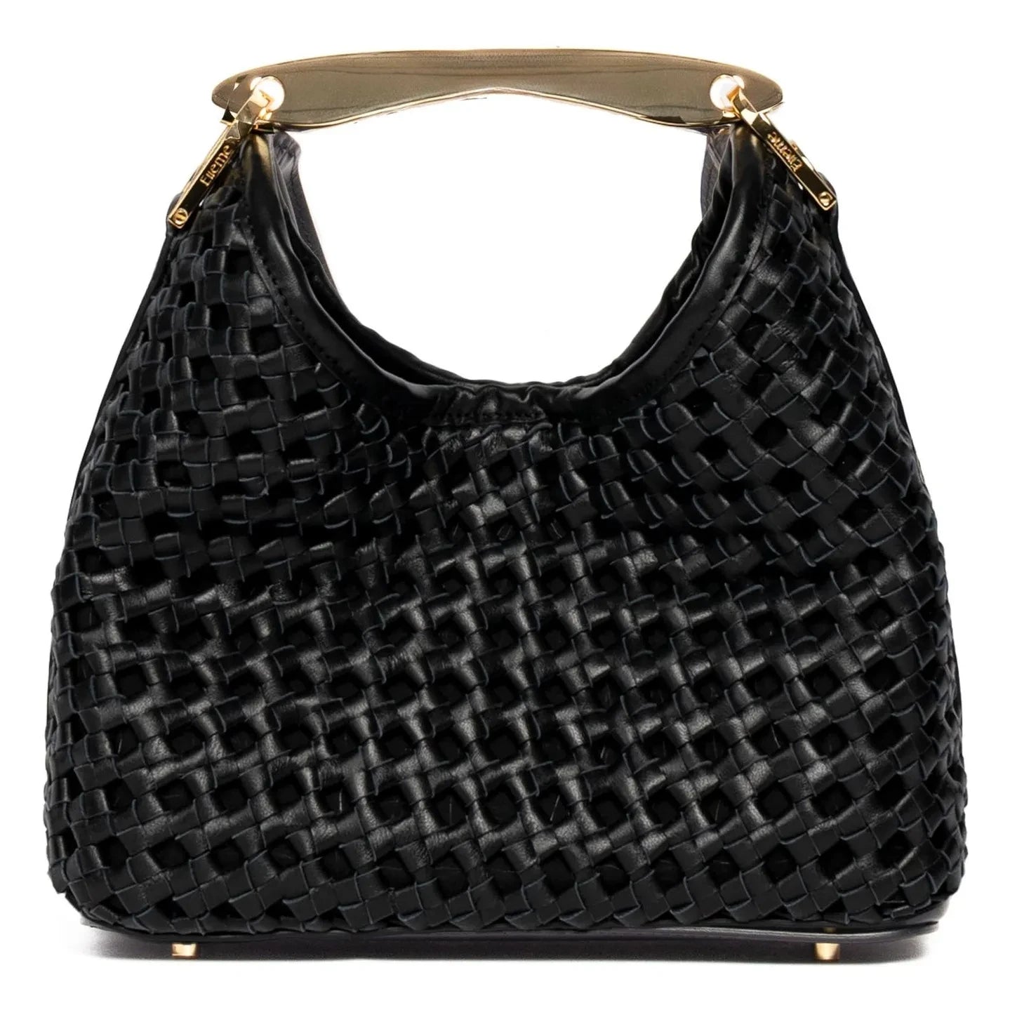 Elleme – Kleine Boomerang-Tasche aus geflochtenem Leder | Schwarz