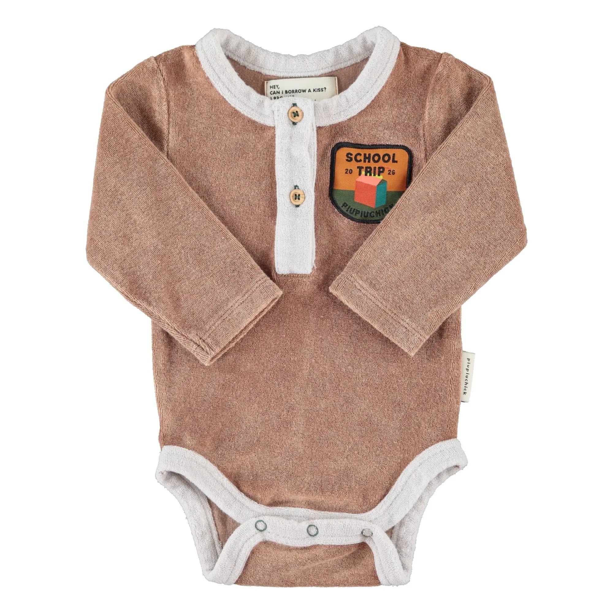 Piupiuchick - School Trip Body aus Bio-Baumwoll-Frottee | Braun