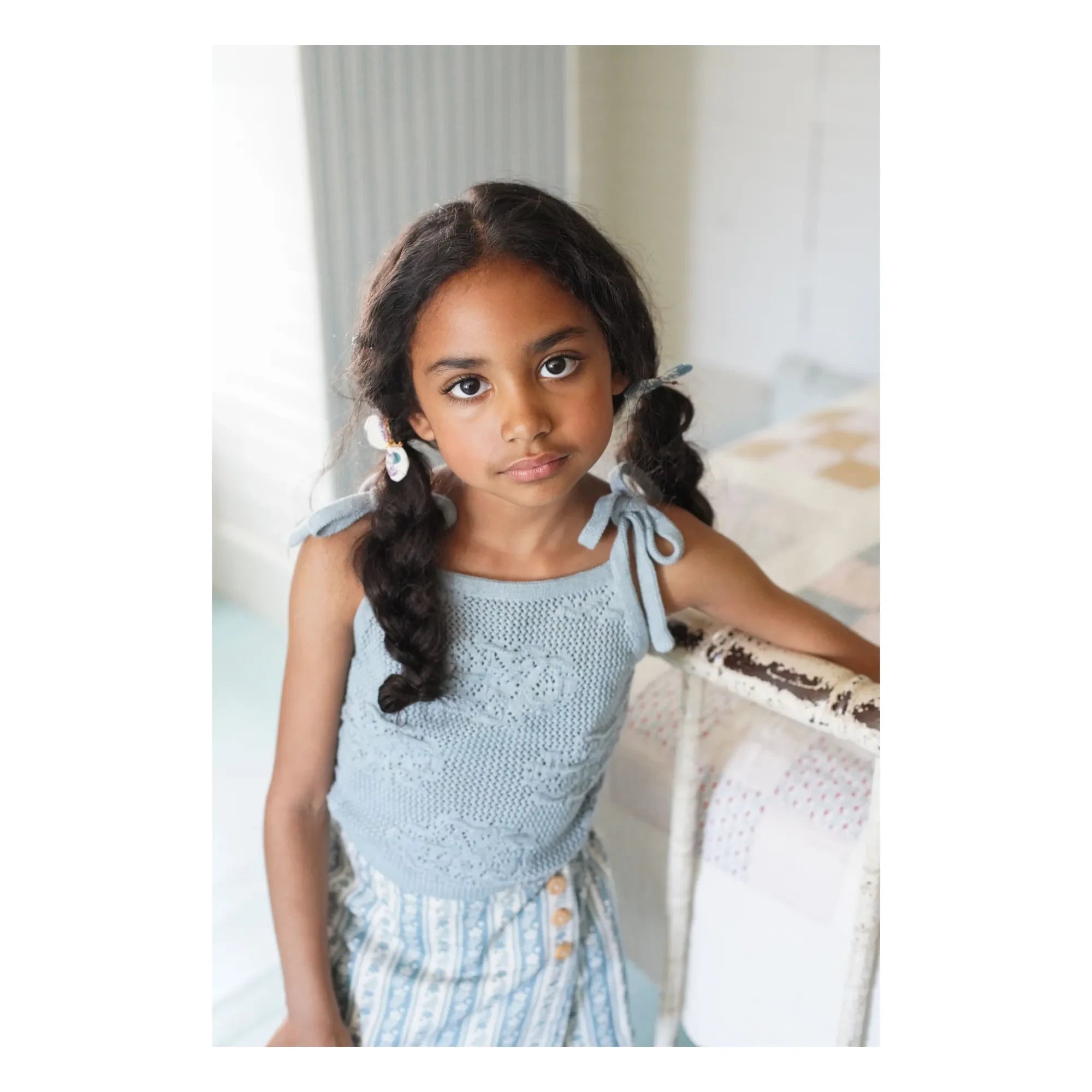 Soor Ploom - June Fleurs Bio-Baumwoll-Trägertop | Eisblau