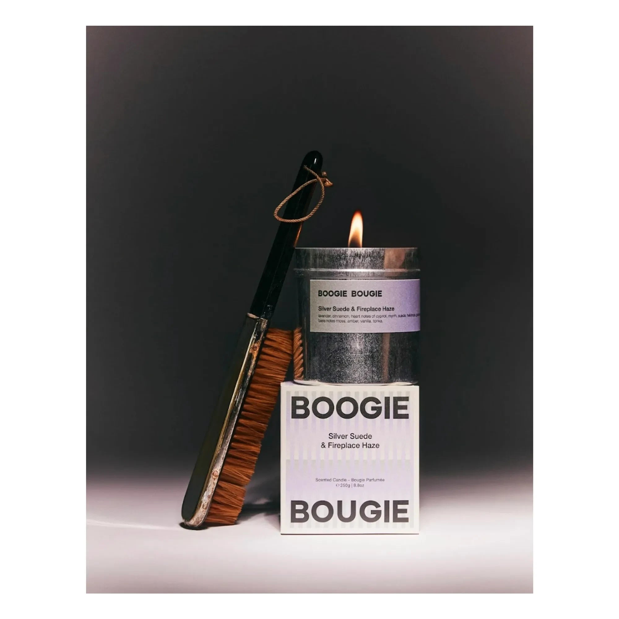 Boogie Bougie - Silver Wildleder & Kaminnebel Kerze