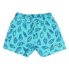 Búho - Türkis Gefrorene Bio-Baumwoll-Badeshorts