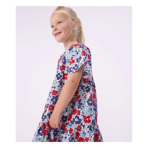 Petit Bateau – Bio-Popeline-Blumenkleid | Blau