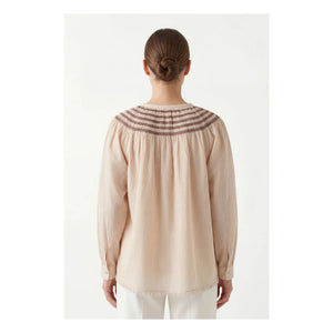 Hod - Orlina Baumwollbluse mit Raffung | Creme