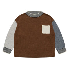 FUB - Fin Farbblock Merinowolle Pullover | Braun