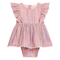 Louise Misha - Lena Carreaux Strampler-Kleid | Rosa