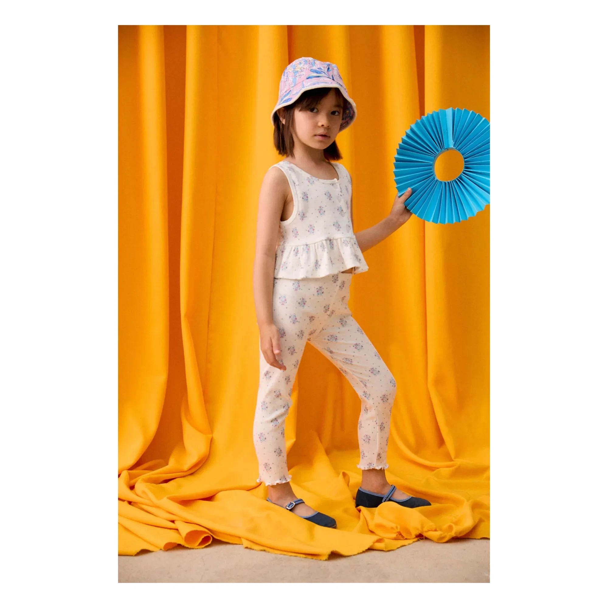 Louise Misha - Anandou Gerippte Leggings mit Blumenmuster | Creme
