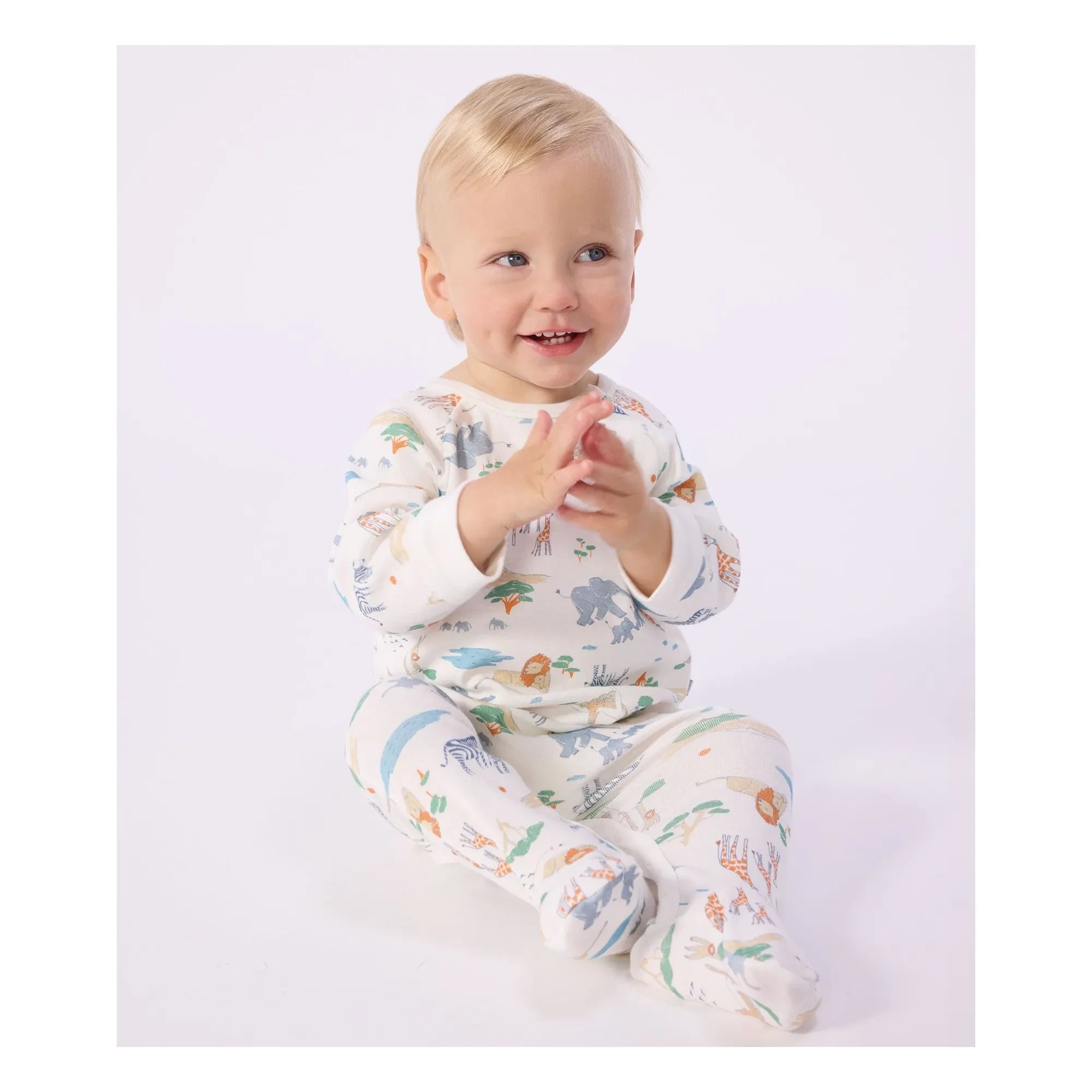Petit Bateau - Dors Bien Zip Savane Pyjama | Weiß