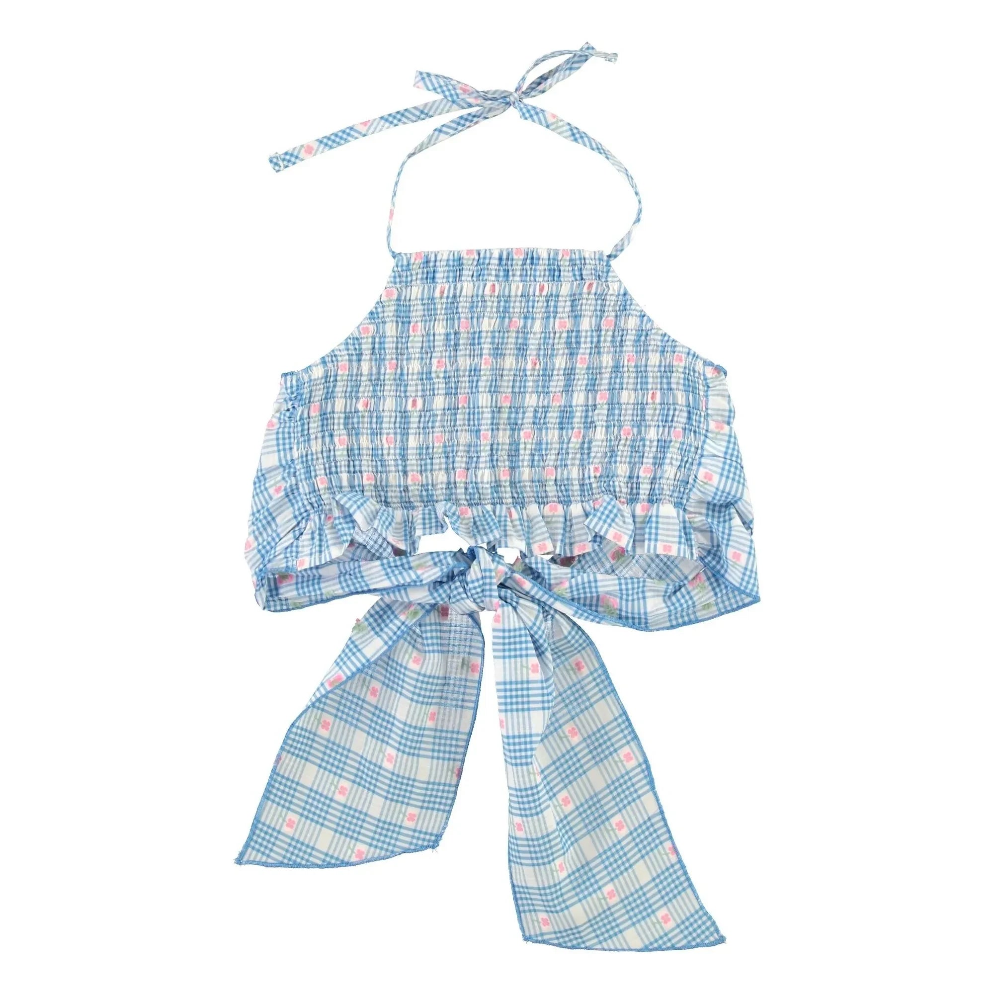 Bebe Organic - Oberteil Knoten Ida Karomuster | Hellblau