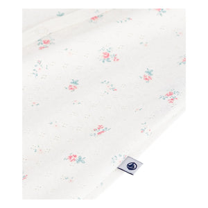Petit Bateau – Schlafanzug mit Lochstickerei und Blumenmuster, Strampler-Stil | Weiß