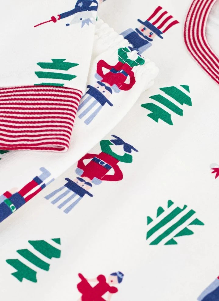 Petit Bateau - Weihnachts-Pyjamas Bio-Baumwolle | Weiß