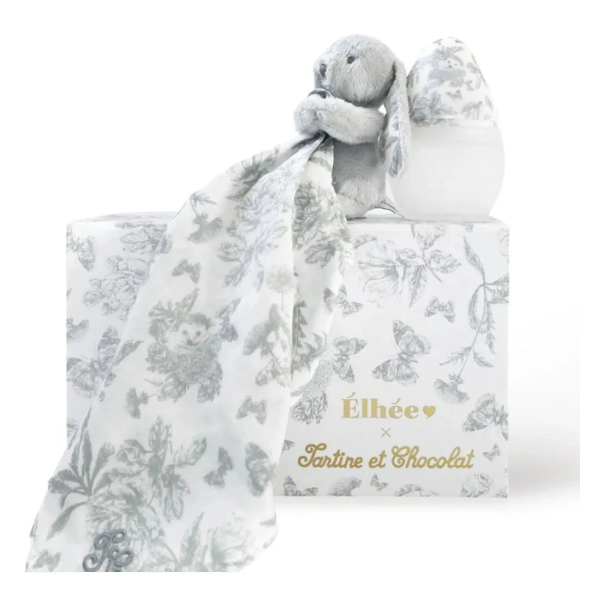 Elhée - Augustin le lapin Toile de Jouy medizinisches Silikon-Babyflaschen- und Schnuller-Set - Elhée x Tartine et Chocolat | Grau